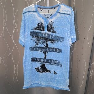 👙Buffalo Jeans Men’s Large Light Blue Vintage Style Graphic Tee